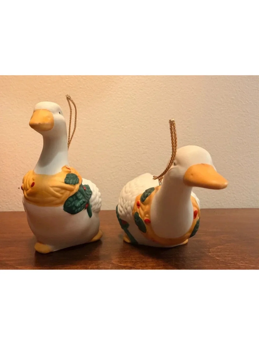 Vintage Christmas Around the World Goose Ornaments Set of 2 w/ Box Taiwan